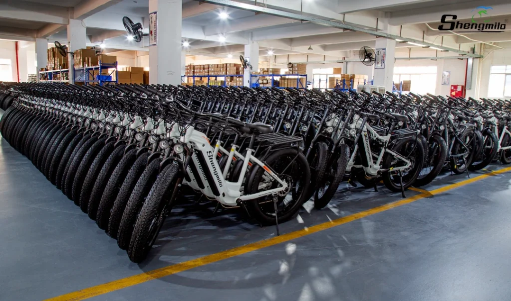 A collection of finished Shengmilo electric bikes, designed for comfort, performance, and durability.