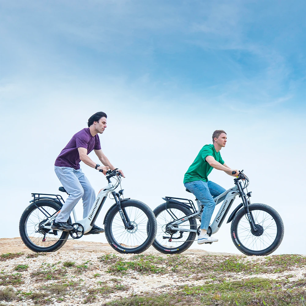 Cyclist on the Shengmilo S600 e-bike, tackling a rugged Australian mountain trail, showing the bike’s superior electric assist and stability on rough terrain