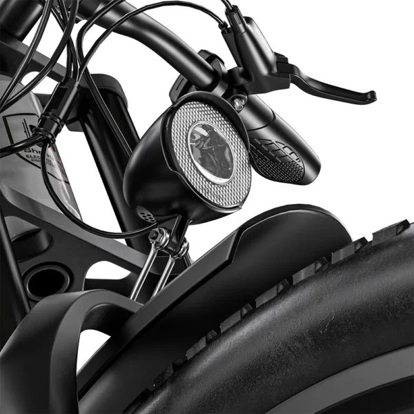 Close-up of the integrated LED headlight on the Shengmilo S600 Pro.