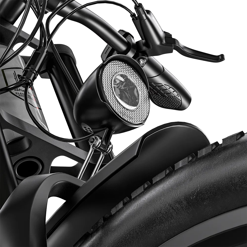 Close-up of the integrated LED headlight on the Shengmilo S600 Pro.